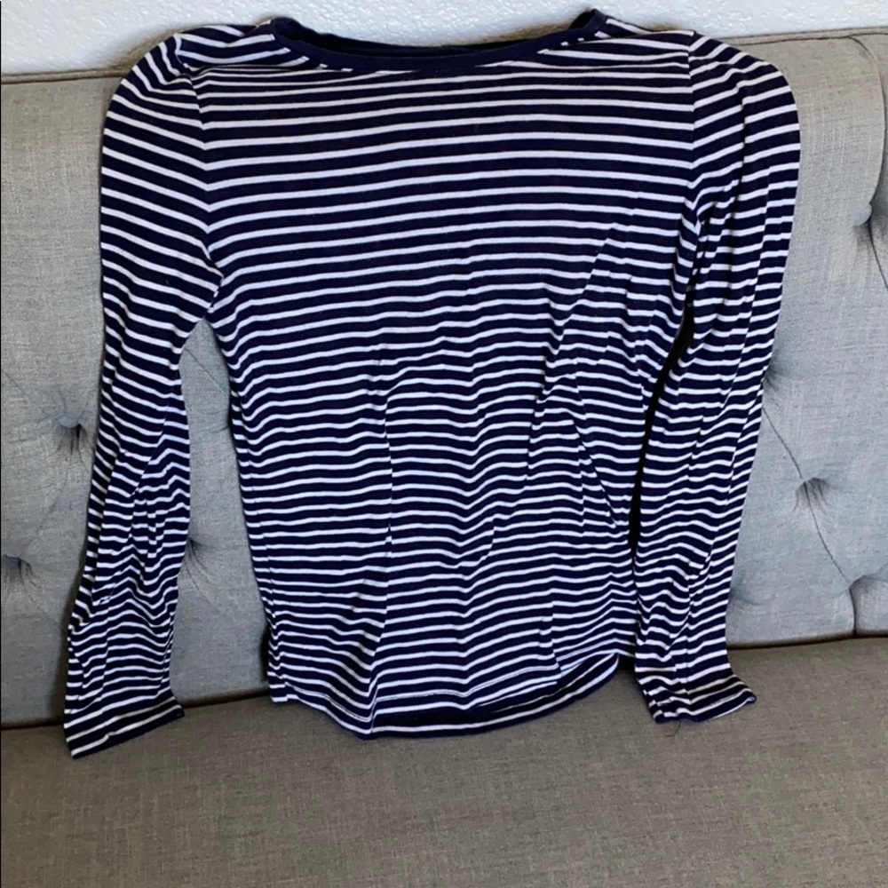 Navy blue and white stripped shirt